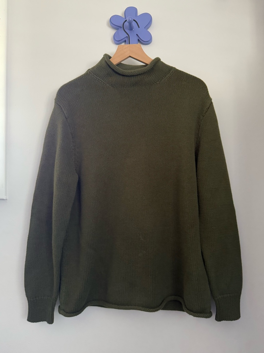 J.Crew Medium 1988 Rollneck sweater cotton Olive green fall winter old money
